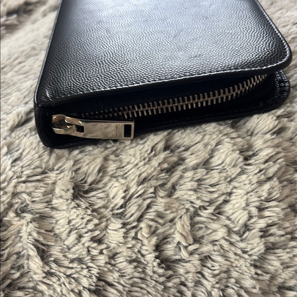 Saint Laurent Paris Zip Around Wallet in Embossed Leather EUC - Picture 8 of 9